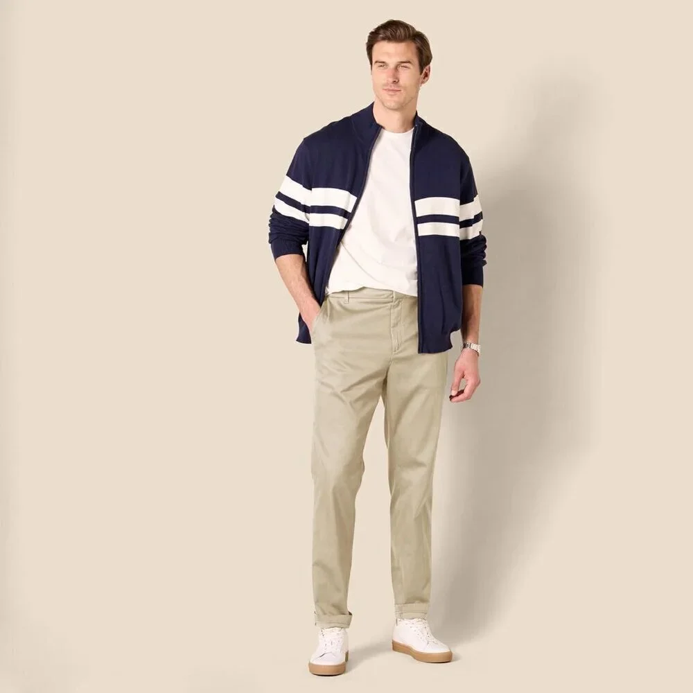 Men's Slim-Fit Wrinkle-Resistant Flat-Front Stretch Chino Pant